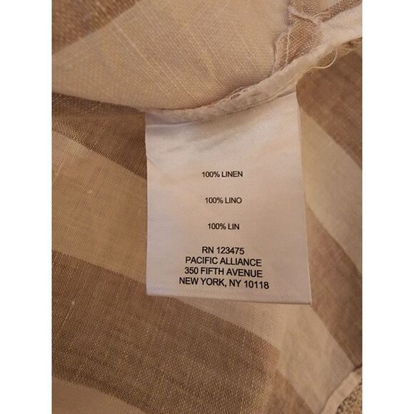 Ellen Tracy linen striped roll sleeve blouse - Picture 10 of 11